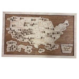 Handcrafted Wooden USA National Parks Map Wall Art